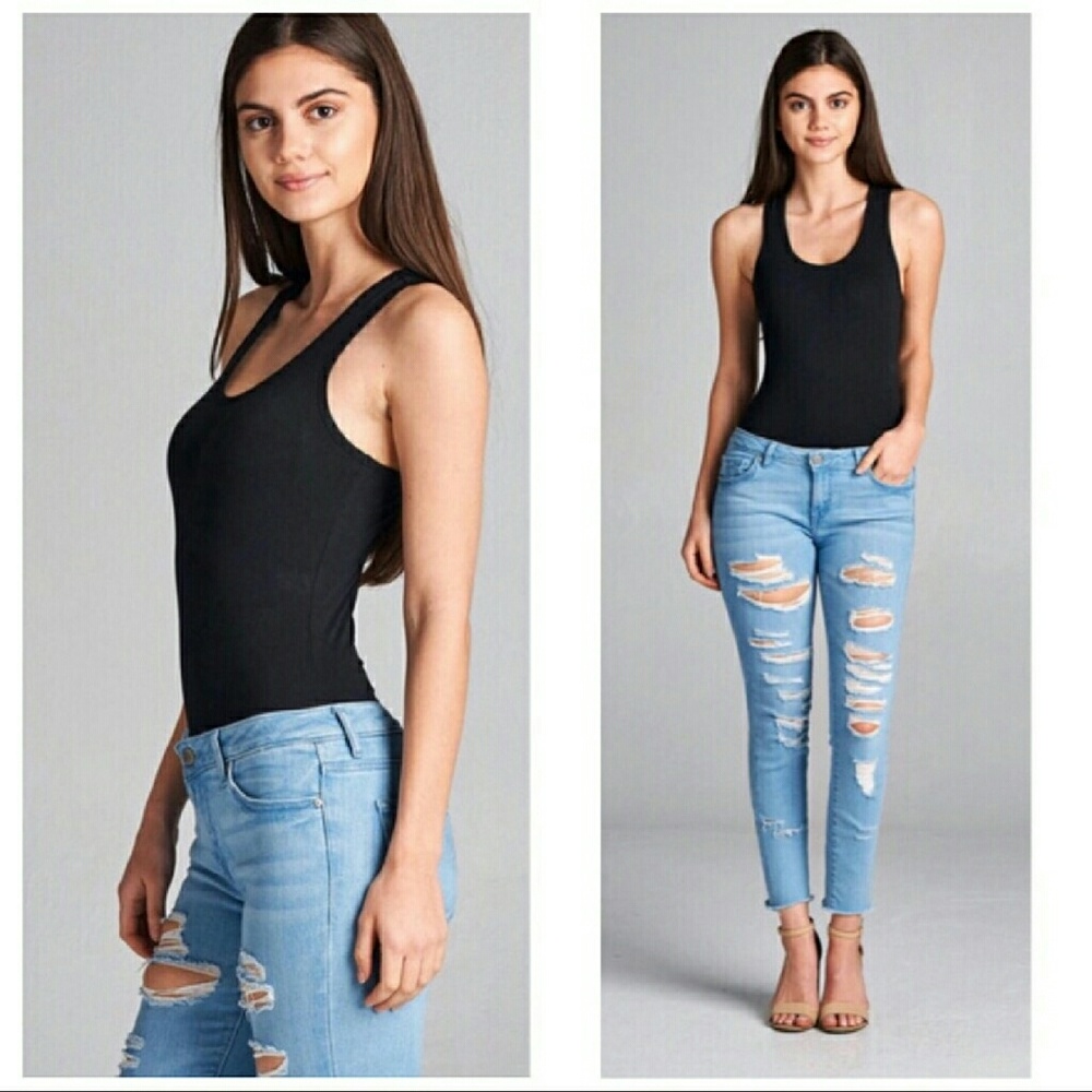 Black Racerback Tank Bodysuit